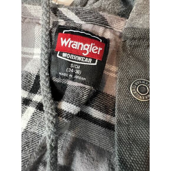 Wrangler Workwear Jacket Mens S Gray Button Up Unlined Canvas‎ Hooded - Picture 3 of 4